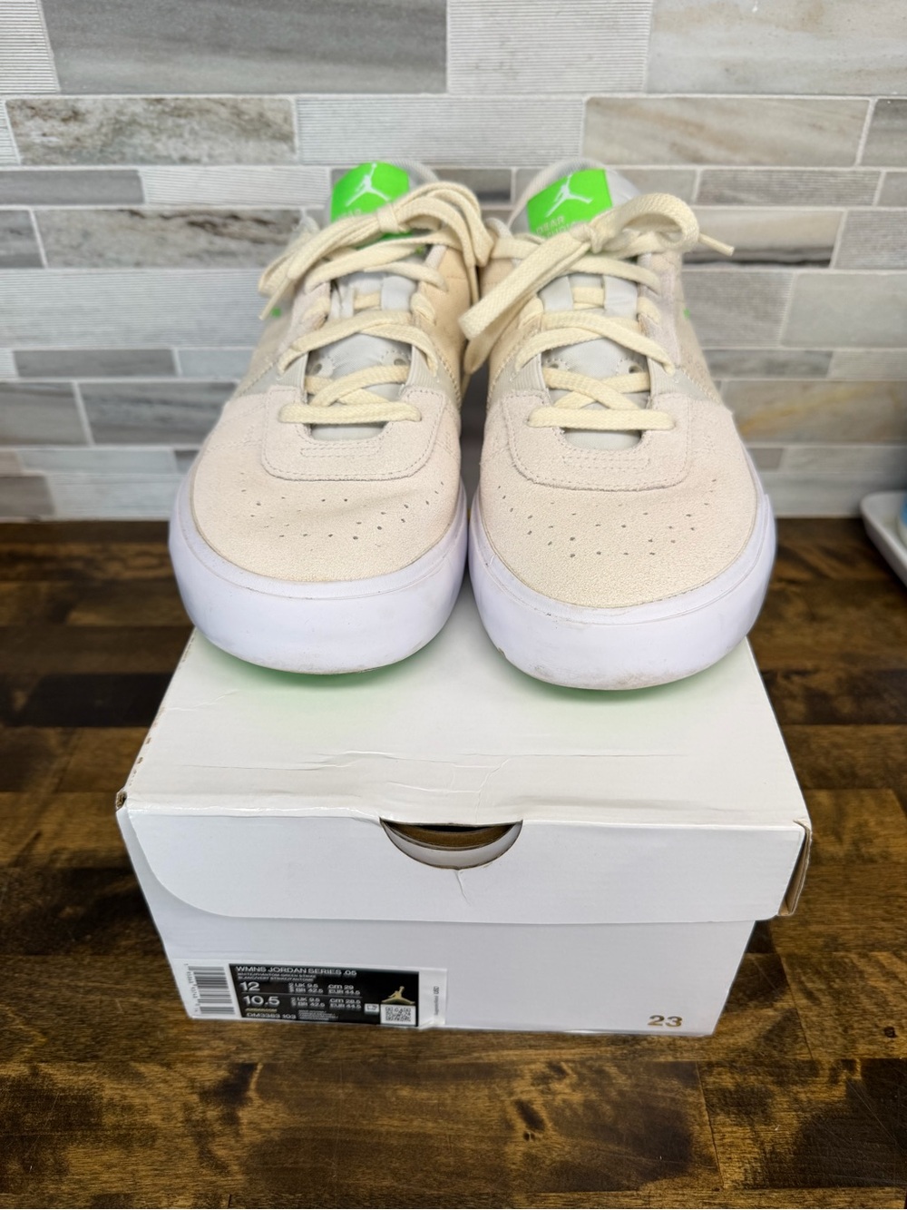 Nike Jordan series .05 Women's Cream Sneakers with Neon Green Accent - Picture 6 of 7